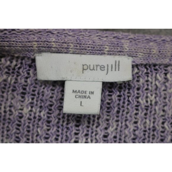 Pure Jill Purple Ribbed 3/4 Sleeve Sweater-Size Large - Picture 5 of 10